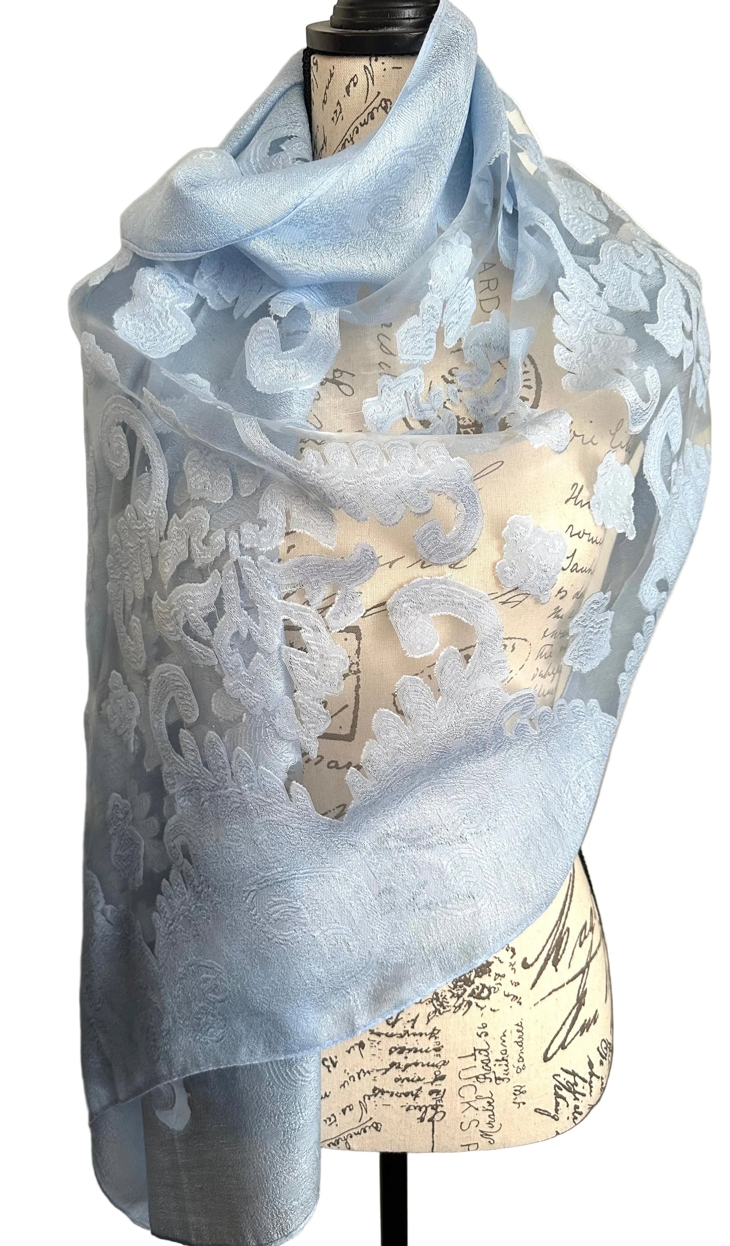 Italian Sheer Panel Scarf/Shawl - Elegant Lightweight Wrap