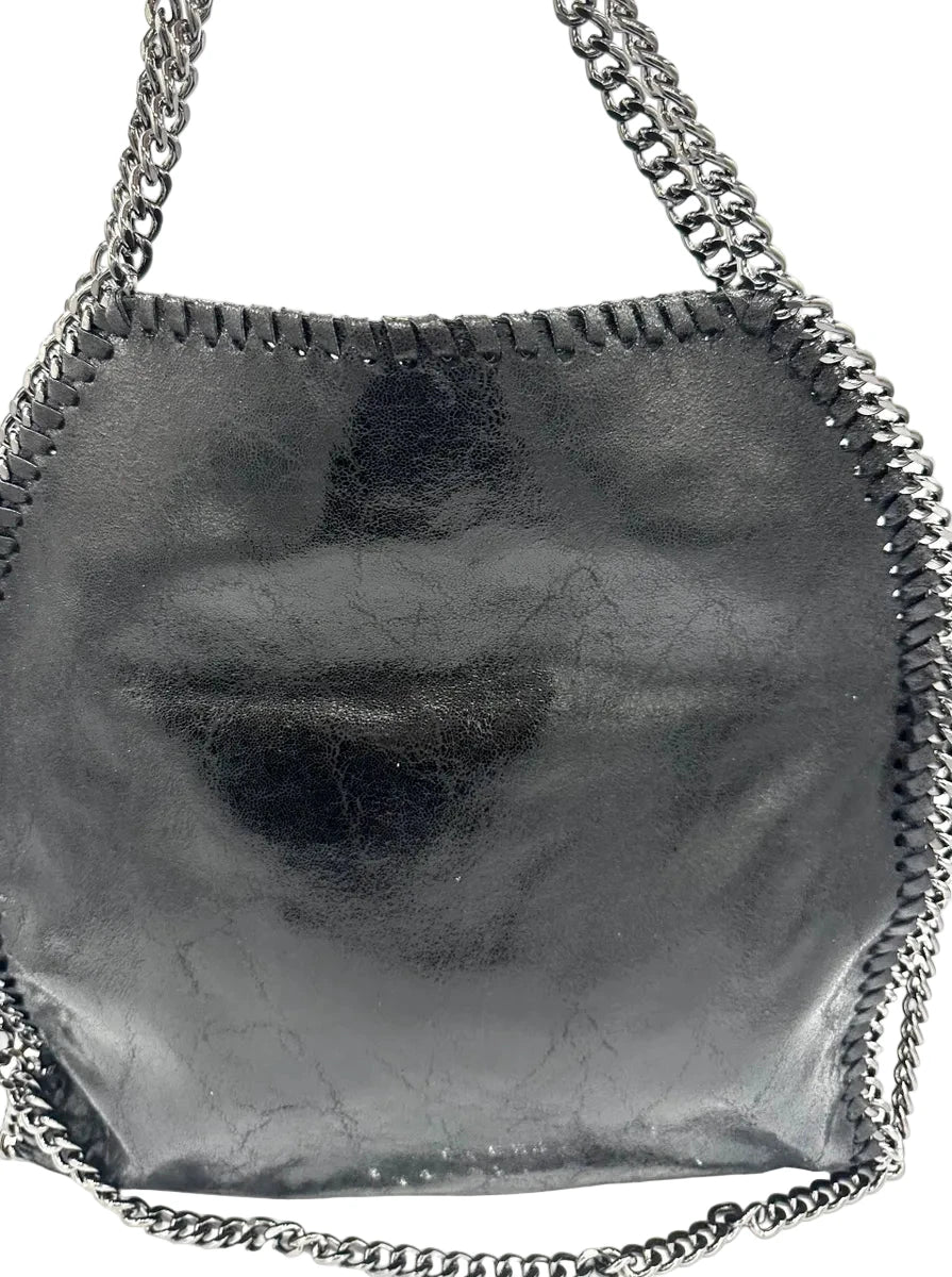 Black Distressed Purce with Chrome Chain accents