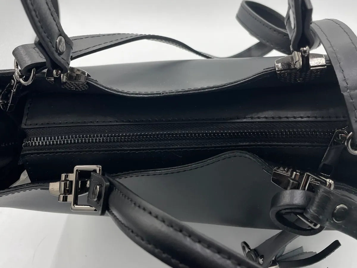 Black Smooth Leather Handbag