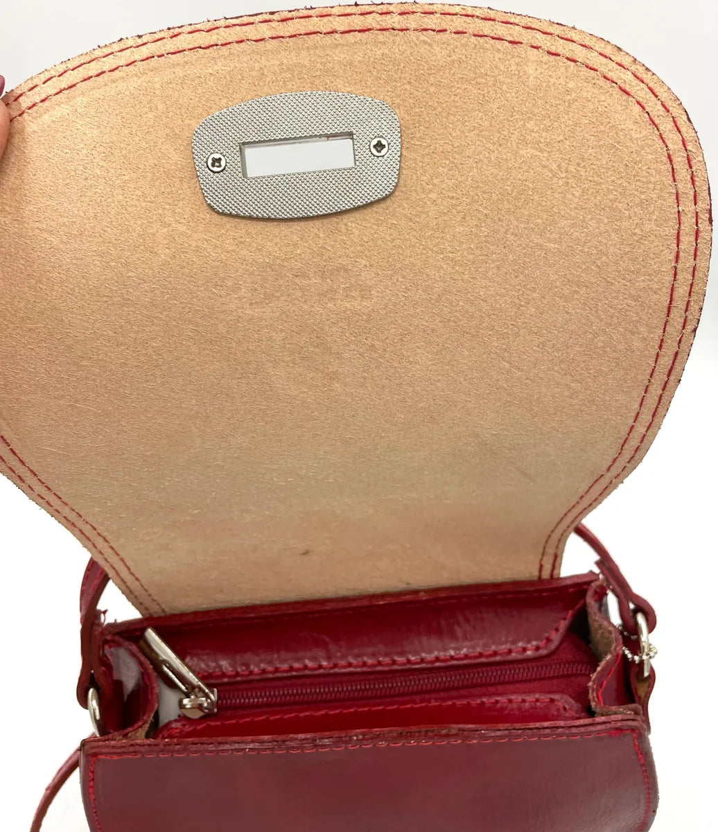 Navy or Red Leather Saddle Bag from Italy