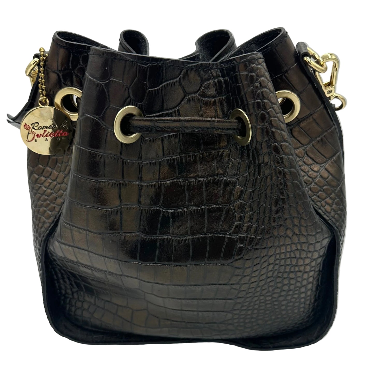Italian Leather Textured Yellow Bucket Bag