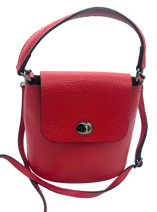 Red Italian Leather Medium Handbag