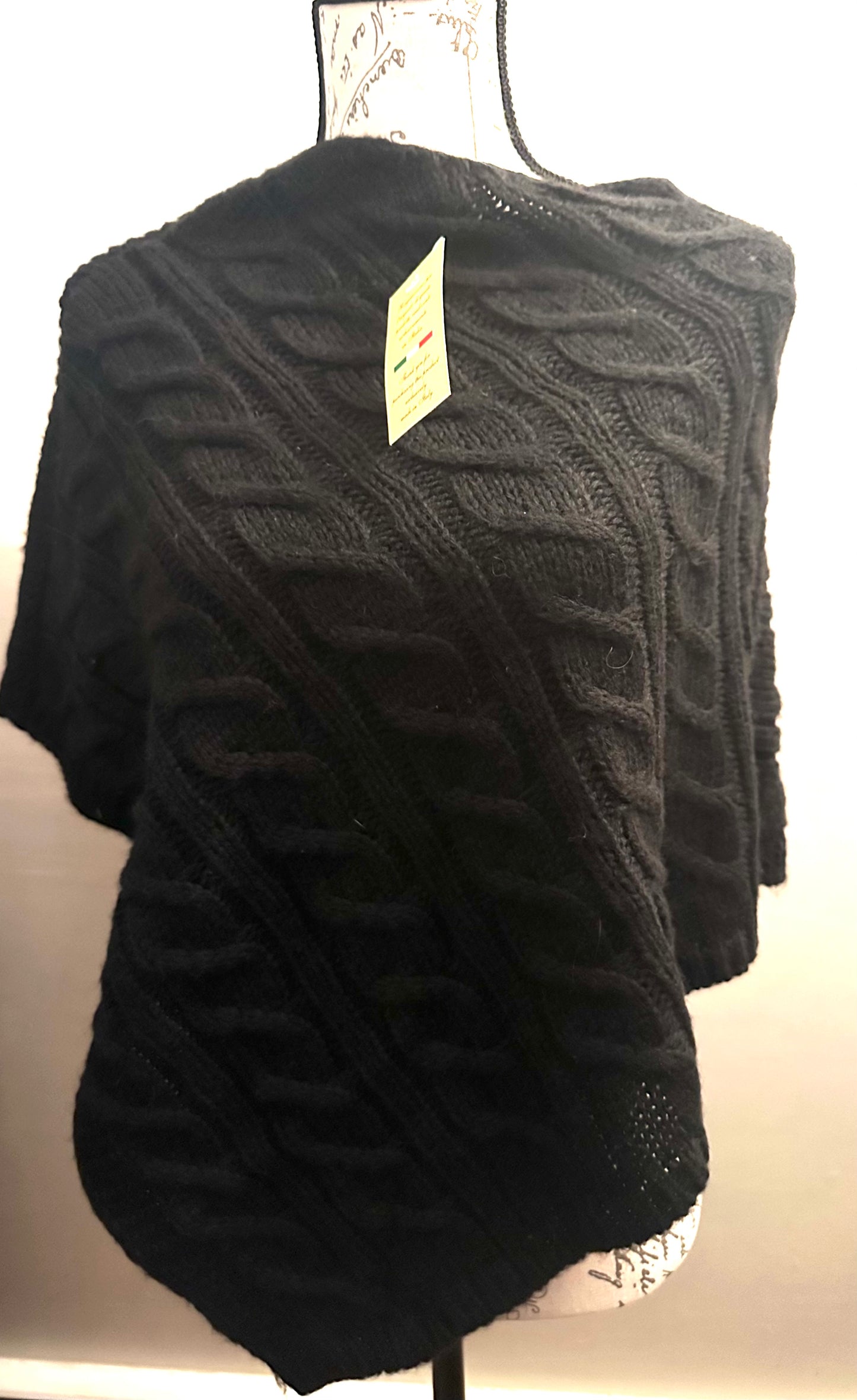 Italian Wool Cable Knit Poncho