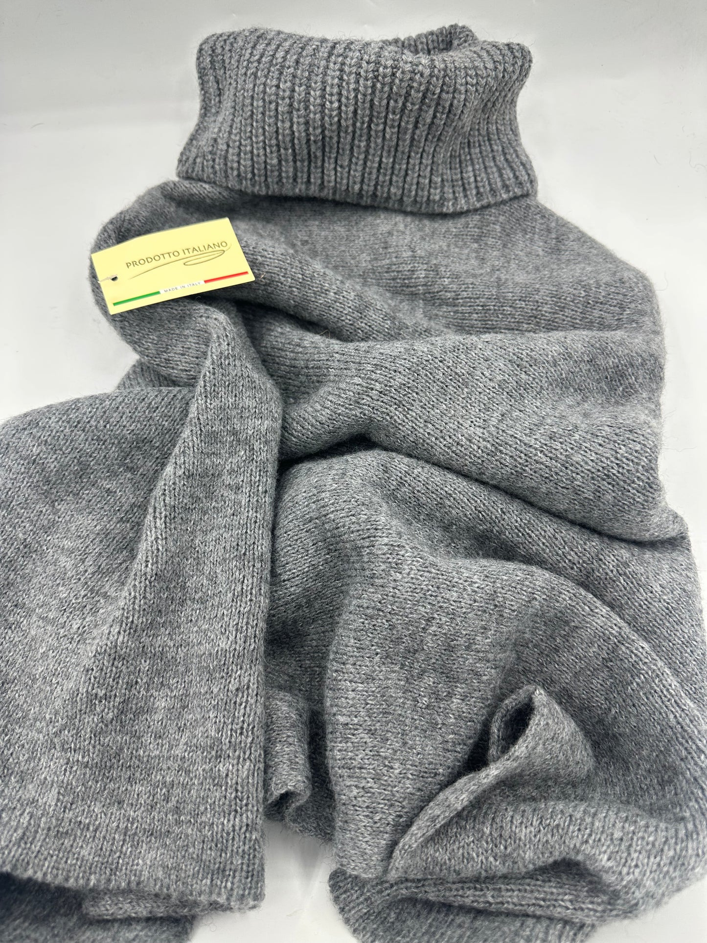 Italian Gray Wool Turtleneck Poncho