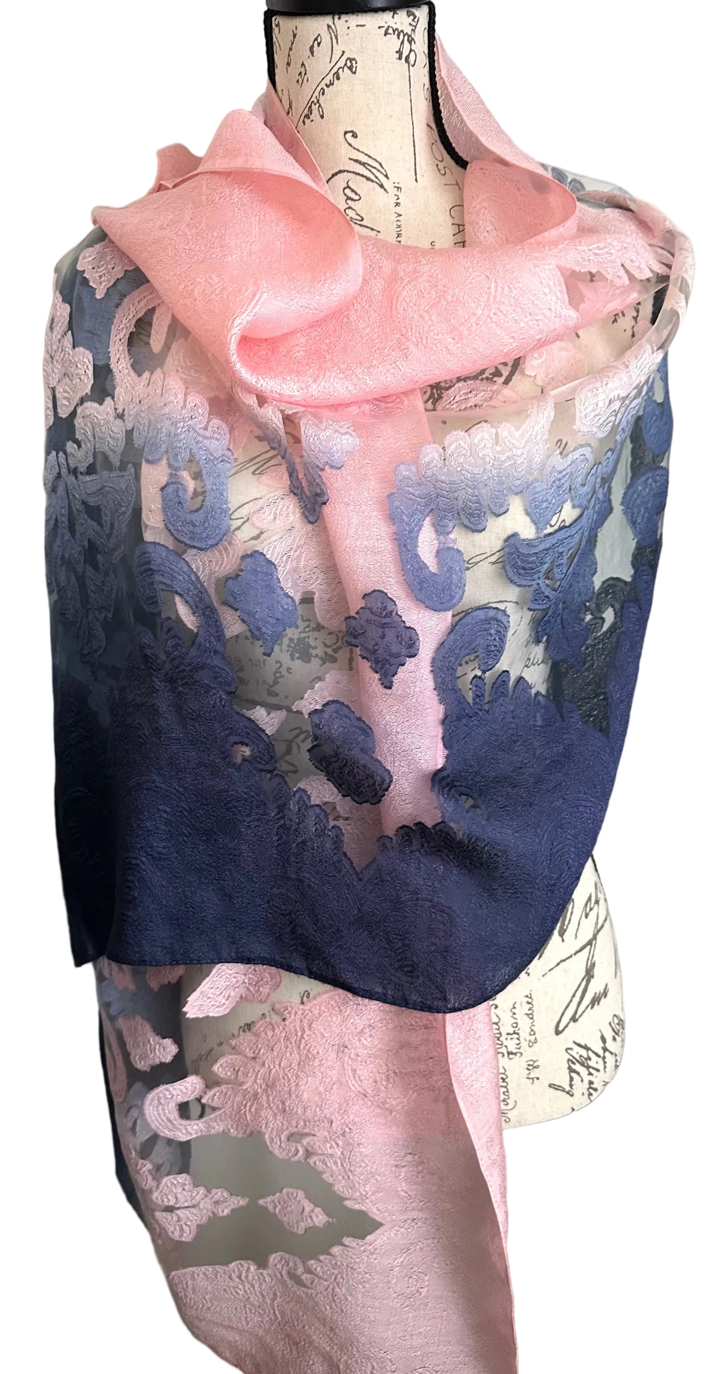 Italian Sheer Panel Scarf/Shawl - Elegant Lightweight Wrap