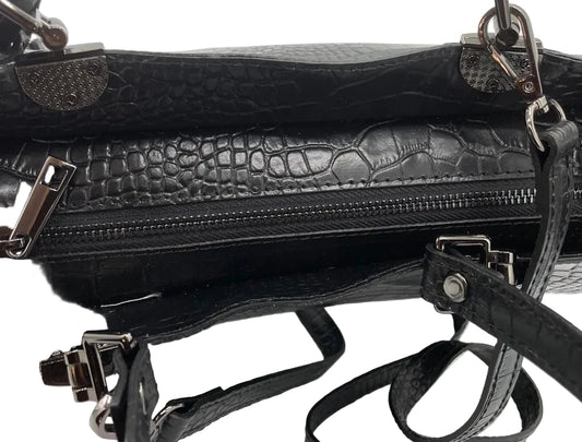 Black Textured Leather Handbag