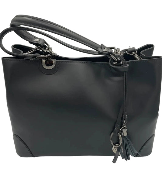 Black Smooth Leather Handbag