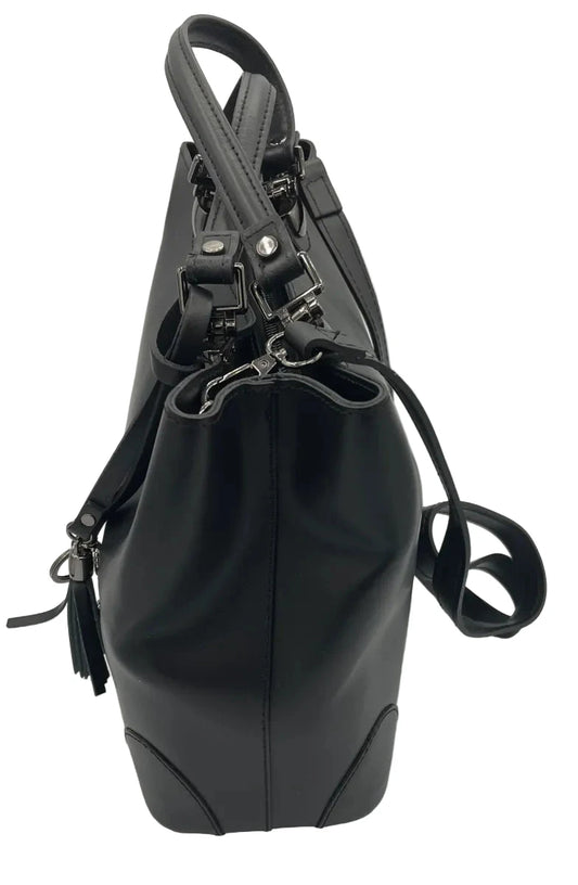Black Smooth Leather Handbag