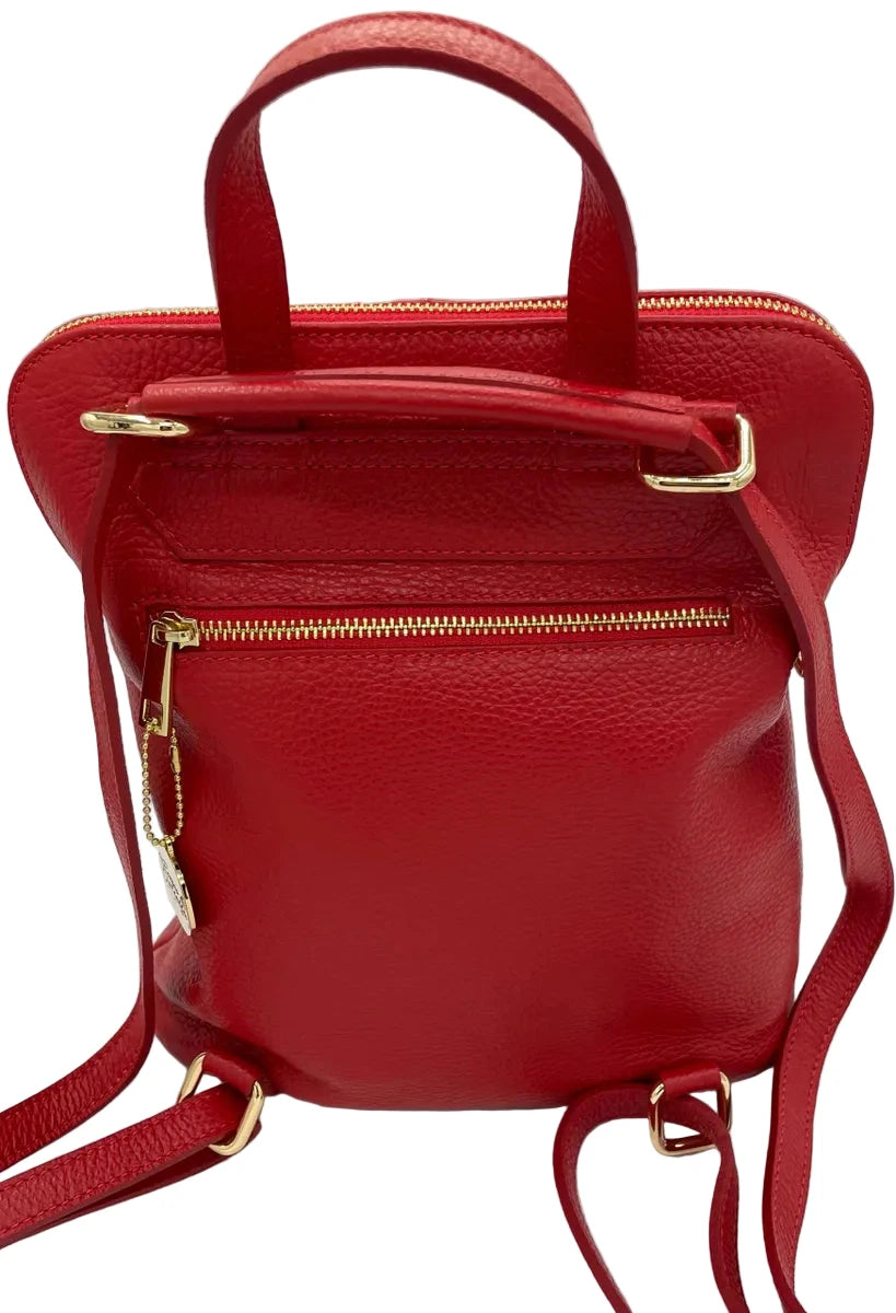 Red Peppled Leather Backpack/Handbag