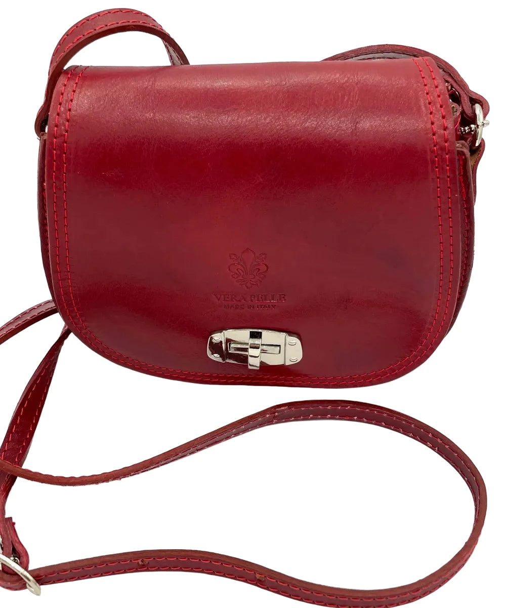Navy or Red Leather Saddle Bag from Italy