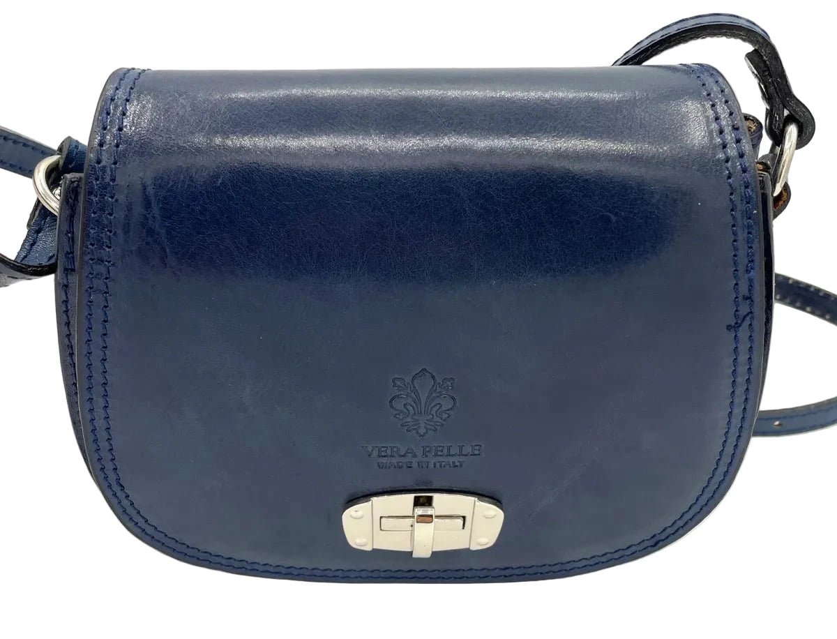 Navy or Red Leather Saddle Bag from Italy