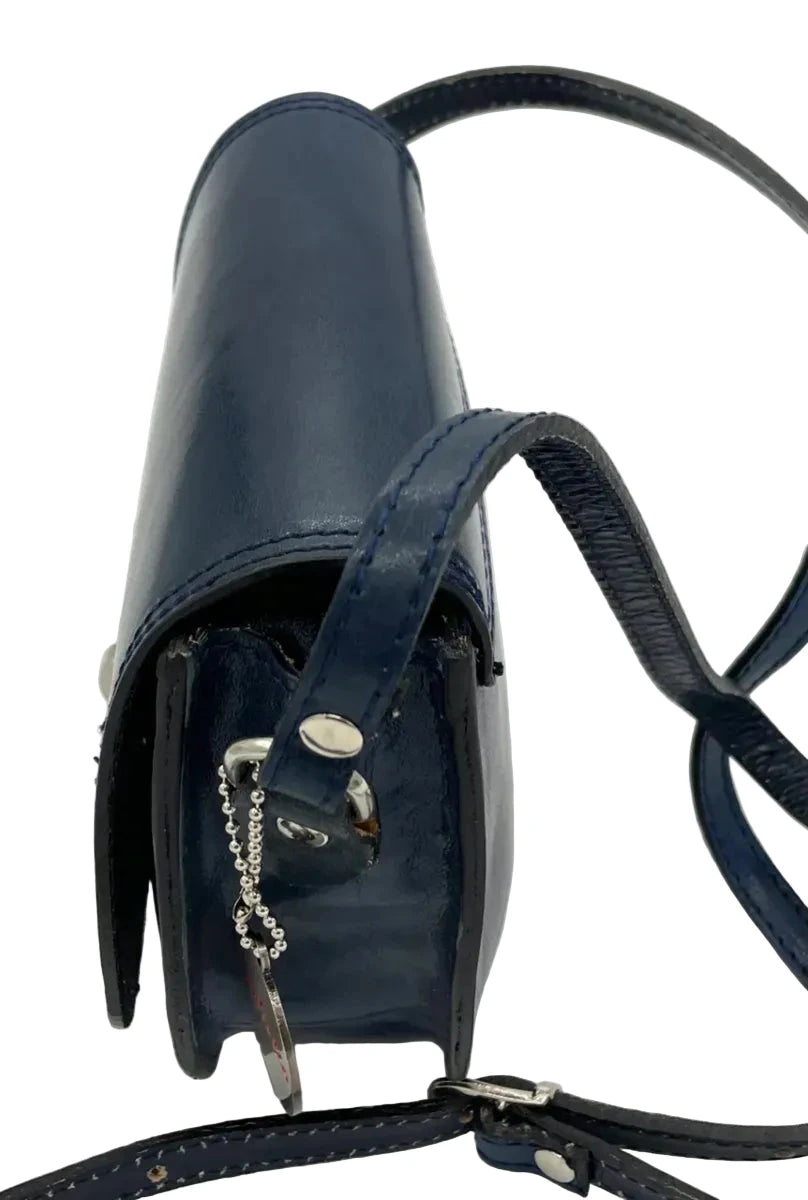 Navy or Red Leather Saddle Bag from Italy