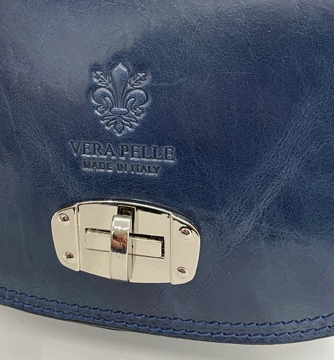 Navy or Red Leather Saddle Bag from Italy