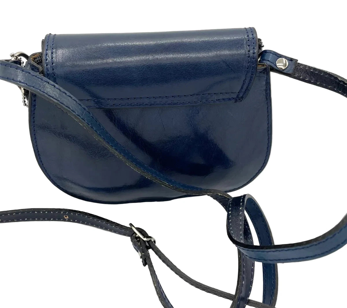 Navy or Red Leather Saddle Bag from Italy