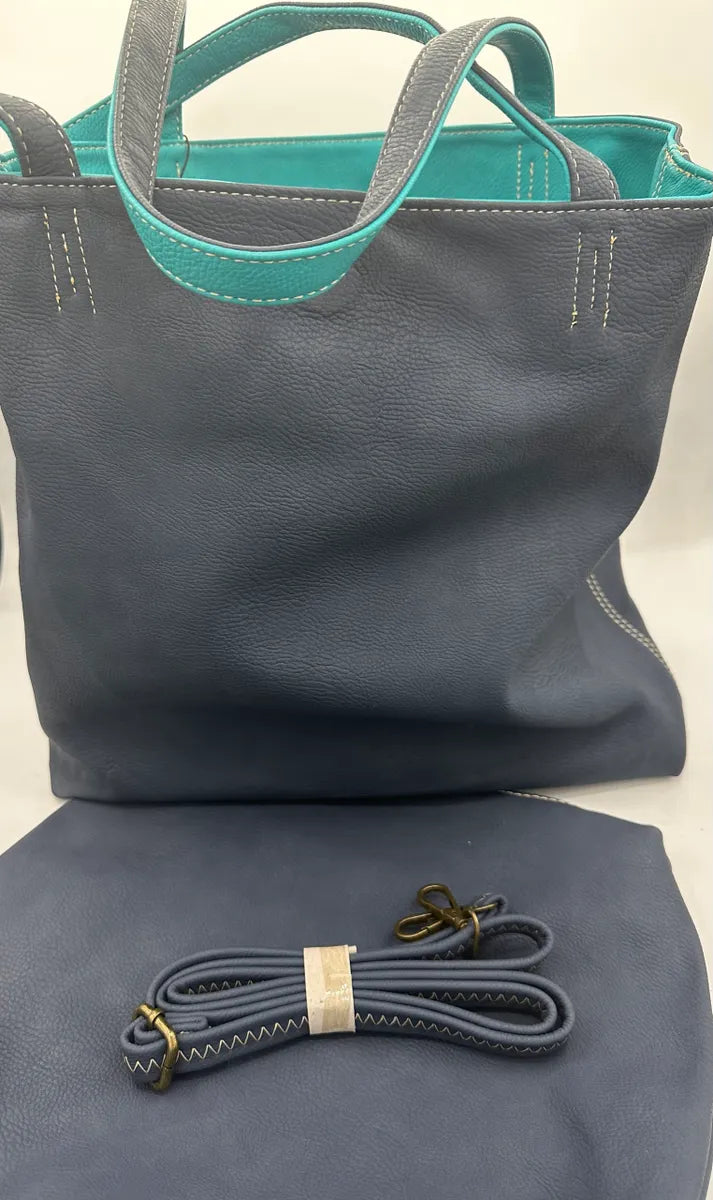 Vegan Reversible Tote Bag - 3 Bag in 1 - Bonus Bag Included