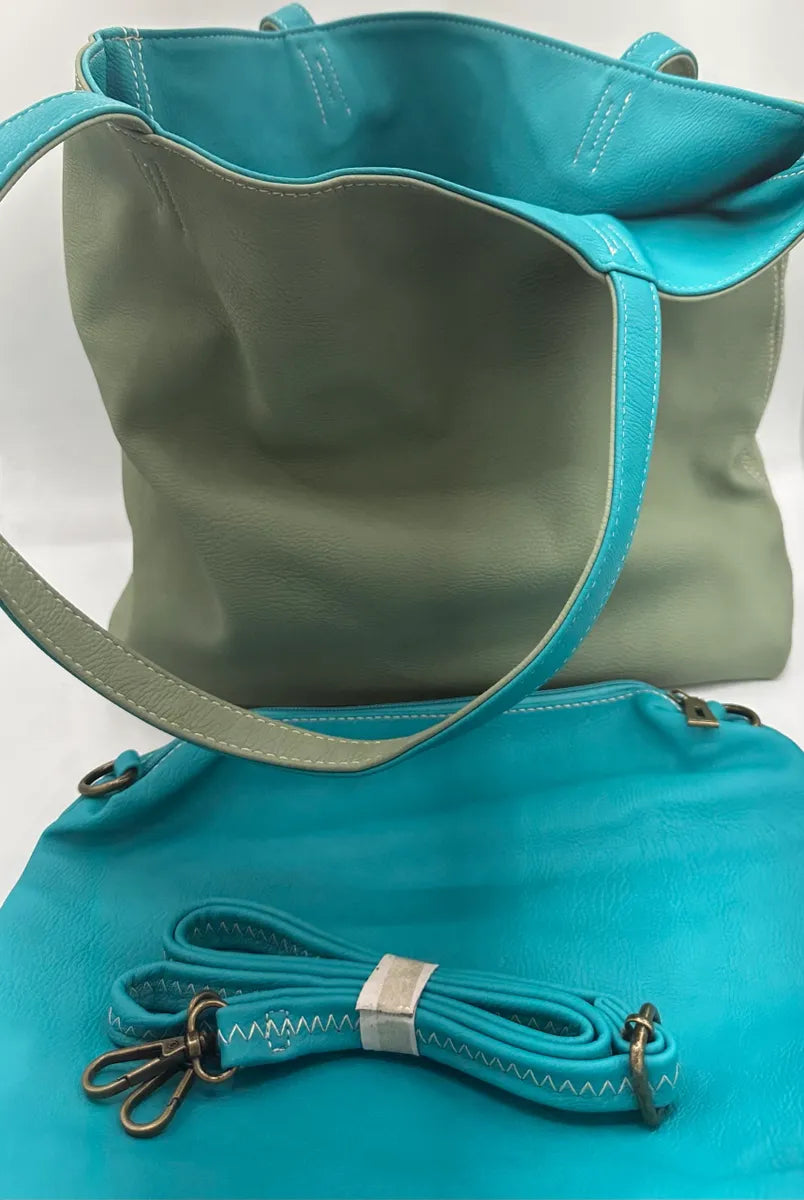 Vegan Reversible Tote Bag - 3 Bag in 1 - Bonus Bag Included