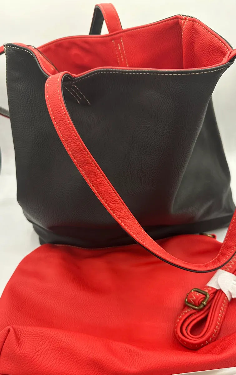Vegan Reversible Tote Bag - 3 Bag in 1 - Bonus Bag Included