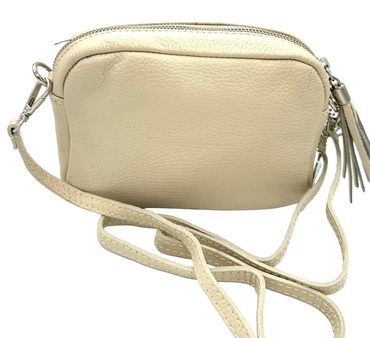 Cream Pepple Leather Purse