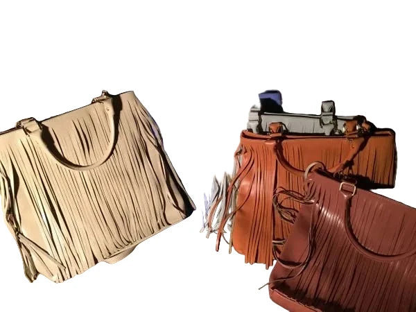Large Leather Fringed Handbag