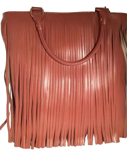 Large Leather Fringed Handbag