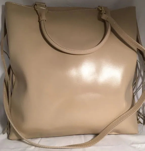 Large Leather Fringed Handbag