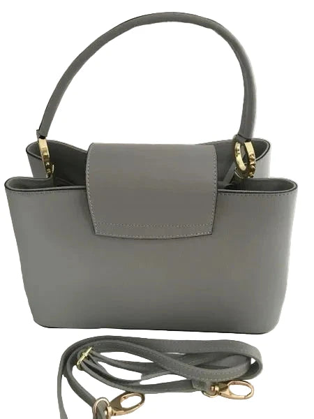 Light Gray Leather Handbag from Italy