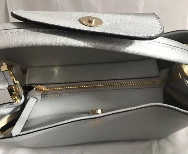 Light Gray Leather Handbag from Italy