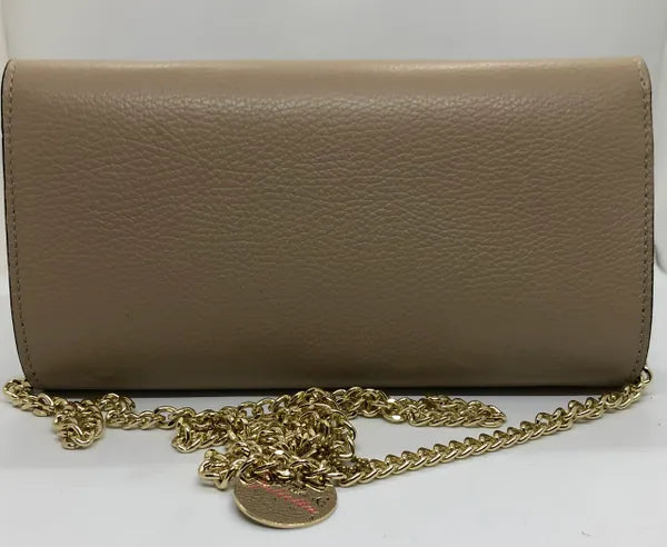 Leather Evening Handbag with Accent Chain Strap