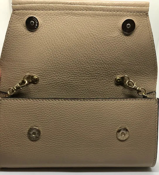 Leather Evening Handbag with Accent Chain Strap