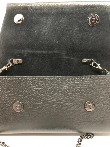 Leather Evening Handbag with Accent Chain Strap