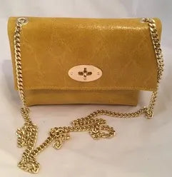 Yellow with accent Gold Chain Small Handbag